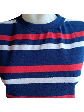 True Vintage Women's Medium T-shirt 60's Single Stitch Sleeveless Striped Crop